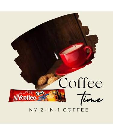 NY 3-in-1 White Coffee Sachets Individually Wrapped with Sugar 10 x 14g Bundle with Black Refillable Cannister and Latte Spoon Set for Home Desk or Travel - Buy Online on SooperMarket.com