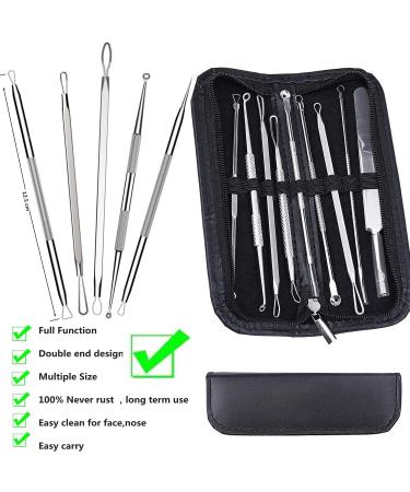 Aibee 10pcs Blackhead Remover Set - Stainless Steel Comedone Squeezer & Pimple Tweezers for Facial & Acne Care - Best Blackhead Removal Tools - Buy Online on SooperMarket.com