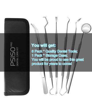 6 Pack Dental Tools Set - Professional Stainless Steel Oral Care Kit with Case | Tooth Scraper, Plaque & Tartar Remover - Buy Online on SooperMarket.com