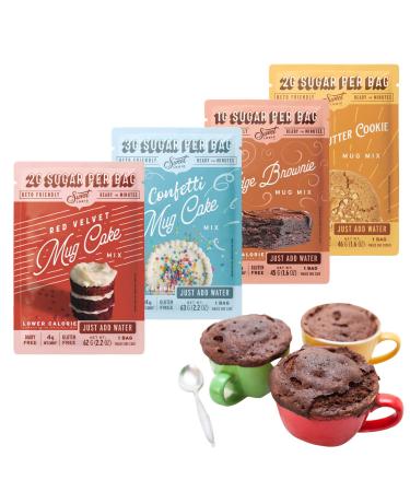 SWEET LOGIC Just Add Water Keto Mug Cake Mix | 3-4g Net Carbs, One Minute Easy Keto Baking | Refined Sugar Free Gluten Free Keto Baking Dessert Naturally Sweetened | 4 Pack Variety Variety Pack