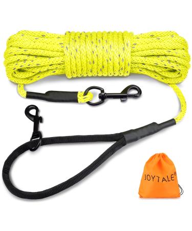 Joytale Reflective Leash for Dogs 10m Dog Leash with Padded Handle and 2 Snap Hooks Nylon Long Rope Training Leash for Puppies Small Dogs Neon Yellow 10 m (Pack of 1) Neon Yellow