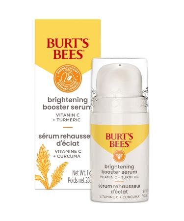 Burt's Bees Vitamin C Turmeric Face Serum, Brightens Skin & Visibly Reduces Dark Spots, Fine Lines & Wrinkles, Naturally Hydrating, Lightweight - Brightening Booster Serum (1 oz)