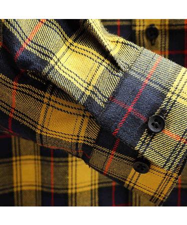 Maqroz Men's Flannel Shirt X-Large - Casual Button Down Plaid Shirt for Big & Tall - Yellow - Buy Online on SooperMarket.com