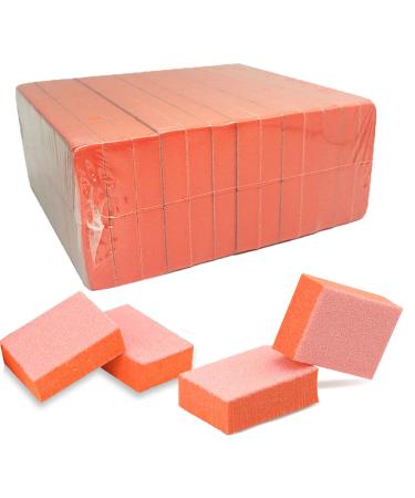 Maryton Nail Buffer Mini Block File 80/100 Grit Disposable Bulk 130 Count (Orange)