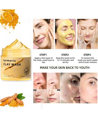 Trendyfave Turmeric Clay Mask - Turmeric Clay Face Mask Controlling Oil Clay Mask For Deep Cleansing Hydrating Face Mask Improve Pore Blemish Acne-Prone & Oily Skin Face Masks skincare 120g - Buy Online on SooperMarket.com