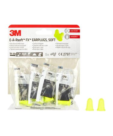 3M E-A-Rsoft FX Yellow Earplugs - Soft Hearing Protection (SNR 39dB) for Noise Levels 94-105 dB | 1 Pack (5 Pairs) - Fast International Shipping - Buy Online on SooperMarket.com