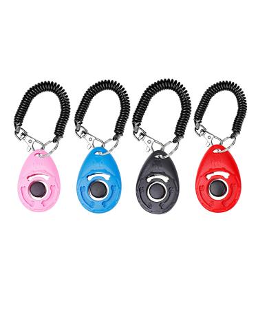 Dog Training Clickers with Wrist Strap Effective Pet Training Tools for Puppy or Cat Behavioral Training 4-Pack Colorful Sound Easy to Use Practical Button Clicker