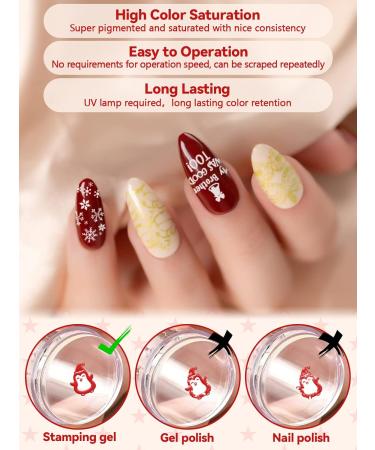 12PCS Christmas Nail Stamper Kit EBANKU 6 Colors Nail Stamping Gel Polish with 6pcs Nail Stamping Templates with Silicone Stamper & Scrapers Snowflakes Santa Trees Nail Plate Print Manicure Tool 0.08 ml (12er Pack) - Buy Online on SooperMarket.com