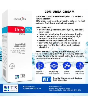 TIS HRERN MARN Urea Cream 30% - 50g for Eczema Psoriasis Dry Skin | Peeling Foot Cream & Scar Removal with Lactic Acid AHA - 1 Pack - Buy Online on SooperMarket.com