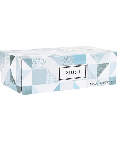 Plush Facial Tissues 130 Per Box 7 x 6.9 2 Ply Soft Smooth - Family Pack of 8, 1040 Total Tissues - Ideal for Bathroom, Office, School, Home, Kitchen, Car - Buy Online on SooperMarket.com