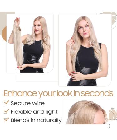 Secret Headband Wire Hair Extensions - Ombre Bleach Blonde 50cm Straight Rubber Band for Women - Buy Online on SooperMarket.com