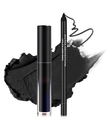 Black Lipstick Black Lip Liner Set Matte Lipstick 2PCS Long Lasting Black Lip Stain and Lip Liner Set for Halloween Cosplay Goth Makeup