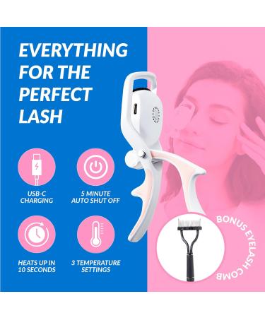YOOVE Heated Eyelash Curlers - Rechargeable 3 Heating Modes & 2-in-1 Comb for Long-Lasting Curls | Effortless Electric Styling Anywhere - Buy Online on SooperMarket.com