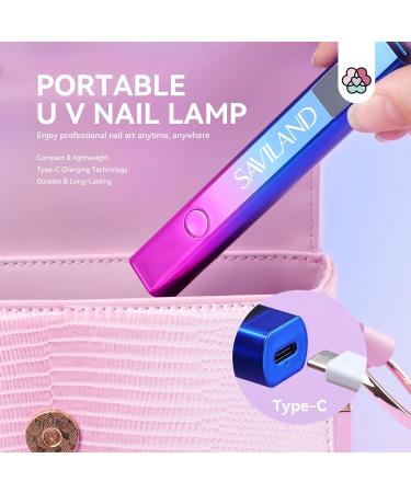 Saviland Rechargeable Mini UV Nail Lamp with Visual Screen - Portable 12W LED Nail Dryer for Gel Polish and Nail Glue - USB Nail Art Tool for DIY Manicure - Multi-Colored (02) - Buy Online on SooperMarket.com