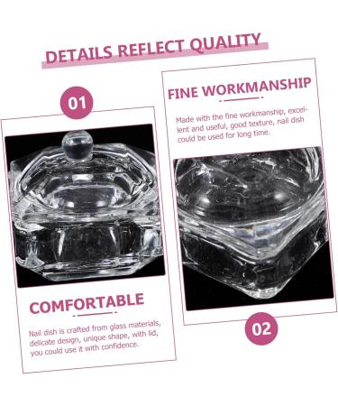 IMIKEYA Glass Jar Diamond Decor Candy Jar Nail Dish with Lid Nail Art Dish Nail Dish Cup Nail Dish Bowl with Lids Dappen Dish for Acrylic Nails Nail Liquid Holder Castor Glass Manicure - Buy Online on SooperMarket.com