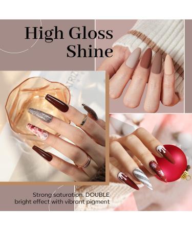 modelones Holiday Gel Nail Polish Set 6 Colors Brown Dark Red Gel Polish Kit Glitter Champagne Gold Nude Pink Grey Nail Polish Gel Soak OFF LED Manicure Nail Art DIY Home Salon Gift for Women live in luxury 1.25 ml (Pack of 6) - Buy Online on SooperMarket.com