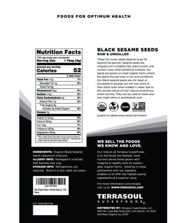 Terrasoul Superfoods Organic Black Sesame Seeds 4 Lbs (2 Pack) - Raw  Unhulled  Lab-Tested sesame 2 Pound (Pack of 2) - Buy Online on SooperMarket.com