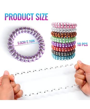 10 Pcs Spiral Hair Bobbles - Elastic Telephone Cable Hair Ties for Women & Girls - Traceless Assorted Colors - Buy Online on SooperMarket.com