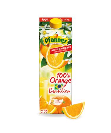 Pfanner 100% orange juice from Brazil direct juice from 100% oranges with pulp (1 x 2 l) 100% Orange 2 l (1 pack)