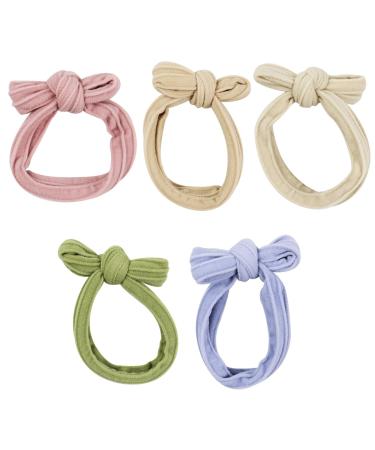 Hair Ties 5 Pieces Elastic Hair Bands Seamless Ponytail Holders for Thick Hair Bow Knotted Hair Bobbles Hair Accessories for Women Girls