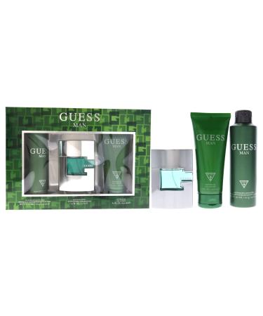Guess Man 3 Pc Gift Set 2.5oz EDT Spray 6oz Deodorizing Body Spray 6.7oz Shower Gel GIFTSET