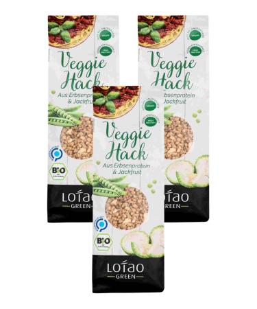 Lotao veggie hack bio (3x 100g) - vegan hack: sustainable & high quality |70% protein: pea protein & jackfruit |Diversity for vegan foods: Bolognese sauce burger chili sin carne and much more.100 g (3 pack)