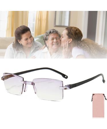 Lsntuu Sapphire High Hardness Anti Blue Light Intelligent Dual Focus Reading Glasses Dual Focus Reading Glasses for Man Women (1.5 Diopters Purple Blue) 1.5 Diopters Purple Blue