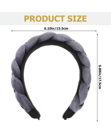 Braid Headband Hair Bands for Braids Elastic Braided Headbands for Women Knotted Headband for Women Black Headbands for Women Plush Velvet Wig Fabric gray - Buy Online on SooperMarket.com