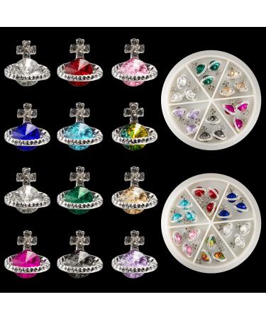 Noverlife 36PCS Planet Nail Art Charms  3D Saturn Shaped Nail Crystal Diamonds  Multi Colors Sparkle Nail Art Rhinestones  Shiny Nail Gems for Women Girls Manicure Decorations Jewelry Handcrafts