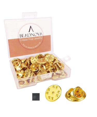 BEADNOVA 50PCS Butterfly Clutch Metal Pin Backs Pin Backings for Lapel Pins Pin Clips (Gold  50 pcs)