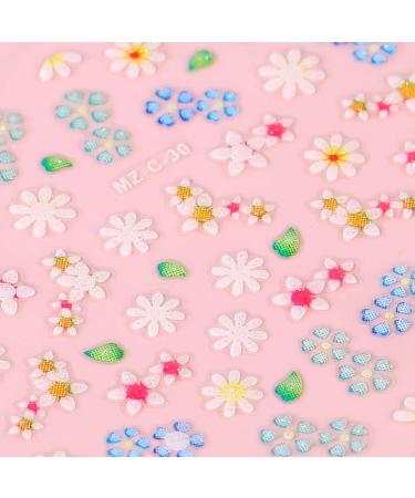 30 Sheets Flower Nail Stickers 3D Self Adhesive Colorful Daisy Nail Stickers Cute Nail Stickers DIY Nail Art Stickers Flower Nail Decals for Women Girls Nails Decoration - Buy Online on SooperMarket.com