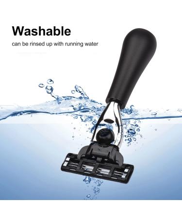 Shaving Razor with PU Storage Bag - Portable Metal Safety Beard Razor & Mustache Removal Tool | Washable & Detachable 3 Blades in Silver - Buy Online on SooperMarket.com