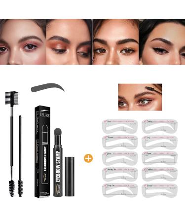 Ey brow stamp set reusable one-step brow stamp set eyebrow gel-brauen-brauen-powder-template set with eyebrow form soap for natural eyebrows (dark gray)