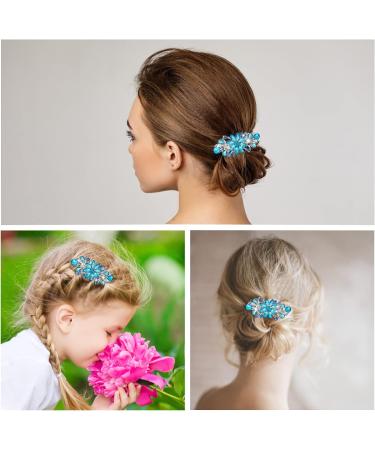 WLLHYF Flower Hair Clip - Vintage Rhinestone Barrette for Women & Girls (Sky Blue) - Buy Online on SooperMarket.com