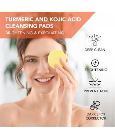 Turmeric Kojic Cleansing Pads - Exfoliating Face Pads for Acne Scars & Pore Cleaning - 50PCS | Skin Firming & Deep Clean - Buy Online on SooperMarket.com