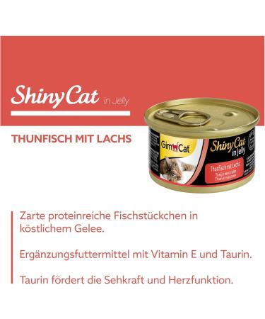 Gimcat Shinycat in Jelly Tuna & Salmon - Wet Cat Food with Taurine - 24 x 70g Cans - International Shipping - Buy Online on SooperMarket.com