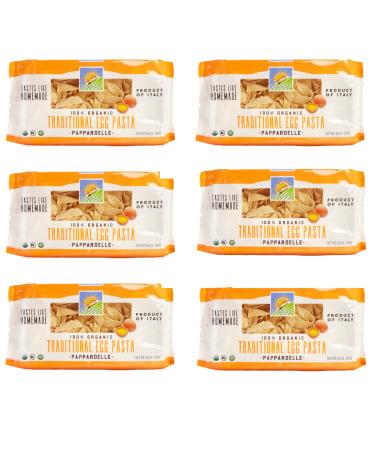 Bionaturae Egg Pappardelle Durum Semolina Pasta | Durum Semolina Egg Pappardelle | Kosher | USDA Certified Organic | Made In Italy | 8.8 oz (6 Pack)