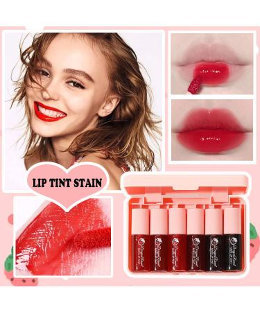 6 Colors Lip Tint Stain Set: Long-lasting Korean Lip Gloss & Cheek Tint - Waterproof, High Pigment, Vivid Color - Mini Liquid Lipstick Makeup Set - Buy Online on SooperMarket.com