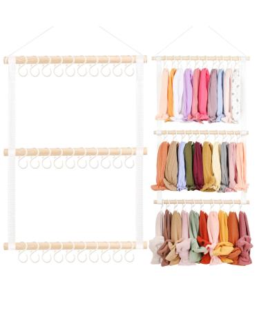 Headband Holder for Baby Girls MOFASVIGI Macrame Baby Head Bands Organiser Hairband Storage Hair Accessories Organiser for Baby Girls Newborn Infant Toddlers (Headband Holder White 02)