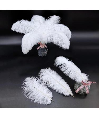 Natural White Ostrich Feathers 10-12inch - Pack of 12 for Wedding & Party Centerpieces - Easter Carnival Decor & Flower Arrangement - Home Decorations - White Feathers - Buy Online on SooperMarket.com