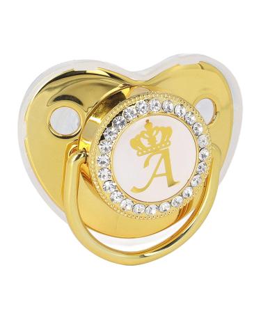 Portable Golden Crown Rhinestone Pacifier for Toddlers - Stylish Baby Pacifier with Chain Clip (Letter C) - Shop Internationally - Buy Online on SooperMarket.com