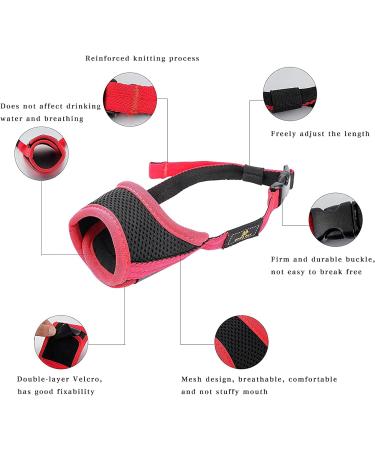 Adjustable Red Dog Muzzle - Safe & Breathable Mesh Velcro Fastener XL Size for Barking & Chewing Control - Buy Online on SooperMarket.com