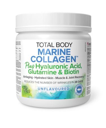 Natural Factors Total Body Marine Collagen Plus Hyaluronic Acid Glutamine & Biotin Unflavoured 135g Powder Supports Healthy Skin Connective Tissue Muscles and Joints Reduces Wrinkles in 28 days