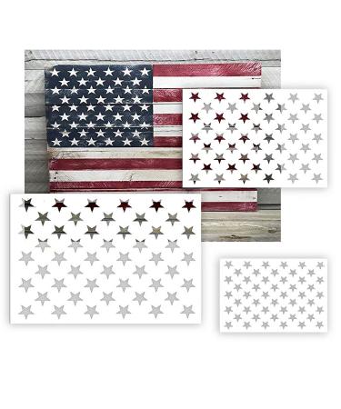 American Flag 50 Star Stencil Template, Reusable Starfield Stencil 6 Pack(3 Sizes) for Painting on Wood, Fabric, Paper, Airbrush, Glass and Wall Art, DIY Crafts Design,American Flag Projects