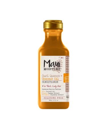 Maui Moisture Curl Quench + Coconut Oil Curl-Defining Anti-Frizz Conditioner to Hydrate and Detangle Tight Curly Hair  Softening Conditioner  Vegan  Silicone & Paraben-Free  13 fl oz