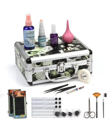 Baisidai Professional 23 in 1 Single Eyelash Individual Eyelashes Extension False Black Eye Lash Graft Lashes Full Kit Set with Fashion Hard Case Suitcase (C) A150