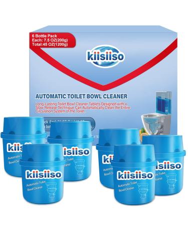 KIISIISO Toilet Bowl Cleaners (6 Bottles PACK), Automatic Long-Lasting Toilet Bowl Cleaner Tablets in Bottle,for About 6 Months' Supply, Blue