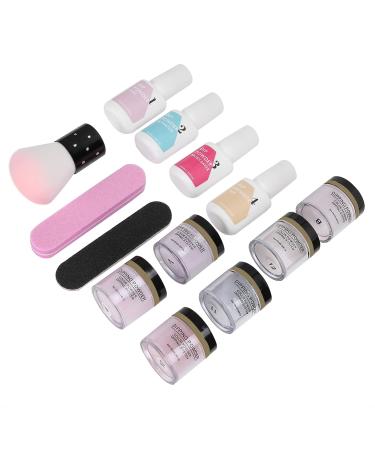 Dip Powder Nail Kit Nail Art Manicure DIY Salon Beginner Extension Kit Nail Dipping Powder Starter Set Nail Art Powder Top Base Coat Gel Dust Brush Manicure Tool Set for Nail K1214