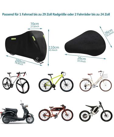 Dokon Waterproof Bicycle Cover - High-Quality 420D Oxford Tarpaulin for 1-2 Bikes | Protective Garage Cover with Storage Bag - 200x70x110cm - Black - Buy Online on SooperMarket.com
