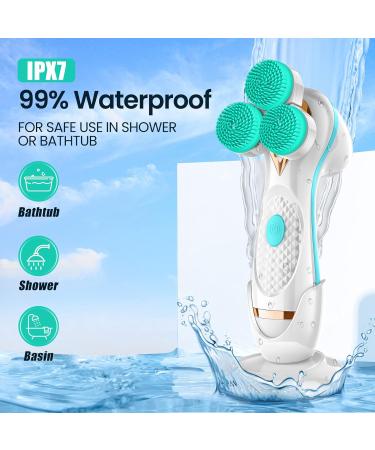 3D Facial Cleansing Brush Electric Face Scrubber with 3 Replacement Heads for Deep Cleaning|Gentle Exfoliate|Tighten Skin (Blue) - Buy Online on SooperMarket.com